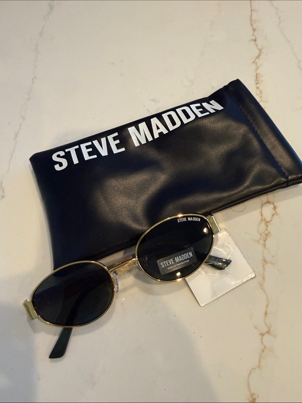 Steve Madden Black and Gold Men's Sunglasses with Branded Soft Case